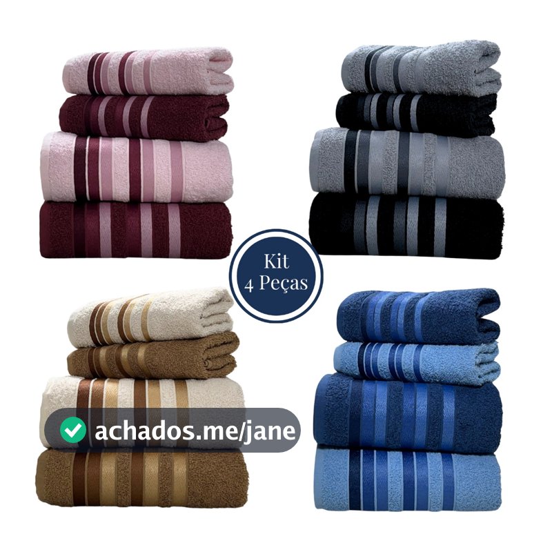 Jogo Toalha de Banho 4 Peças 100% Algodão Grossa Felpuda Super Macia Excelente Absorção New Premier Habitat