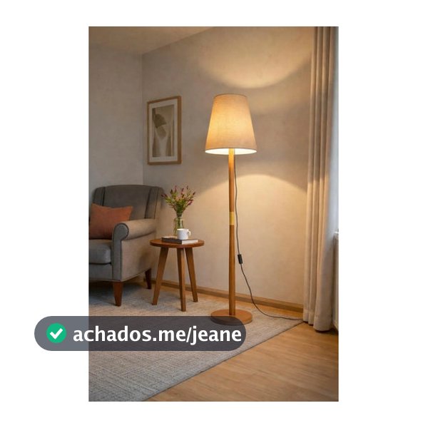 Abajur Luxo Luminária De Chão Moderna Cúpula Tecido Bege Bivolt E27