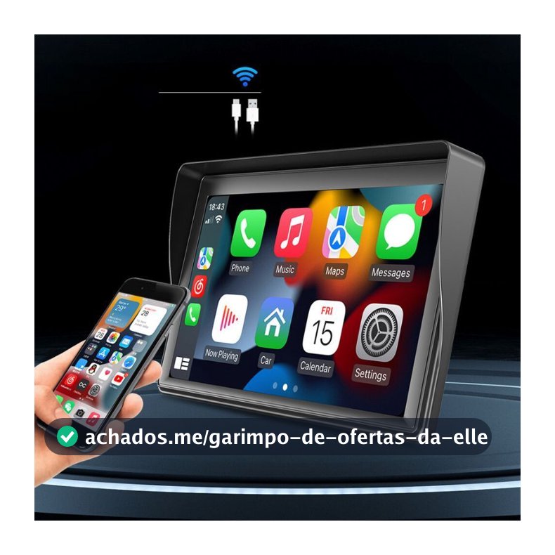 Multimídia Som De Carro Universal Carplay Android e IOS Tela 7 Câmera de Ré