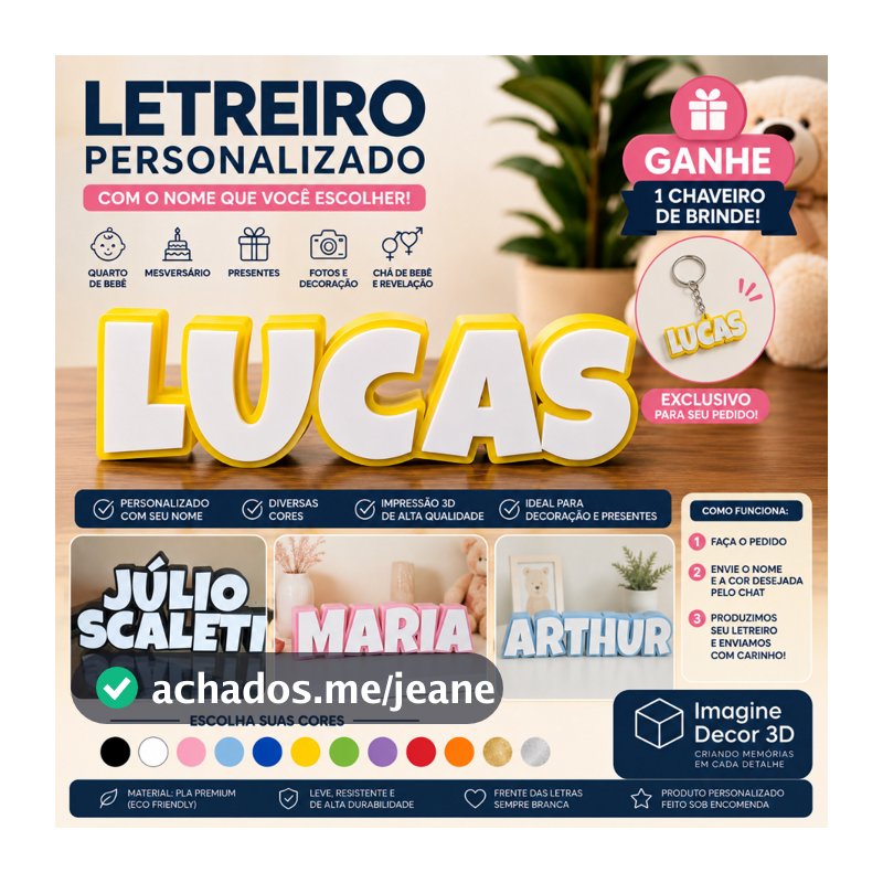 Letreiro Decorativo duas cores com o NOME DO SEU FILHO, NAMORADO, Chá de bebê, chá revelação, PERSONALIZADO,