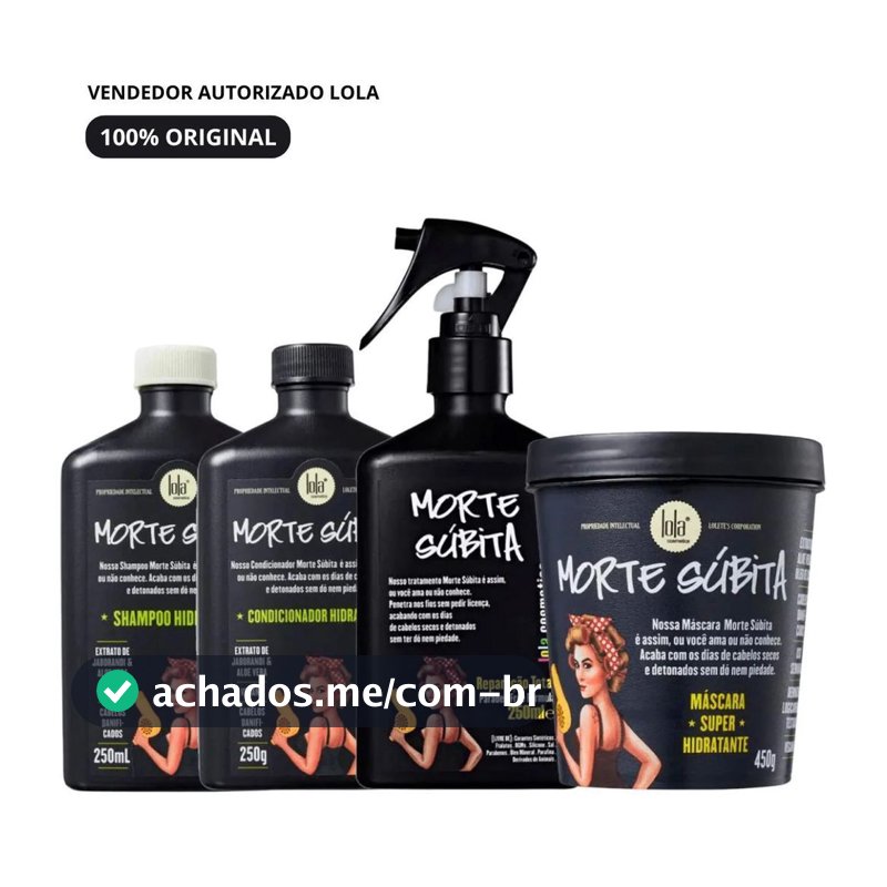 Kit 4 Unidades Morte Súbita Lola – Shampoo, Condicionador, Máscara e Spray Reparação
