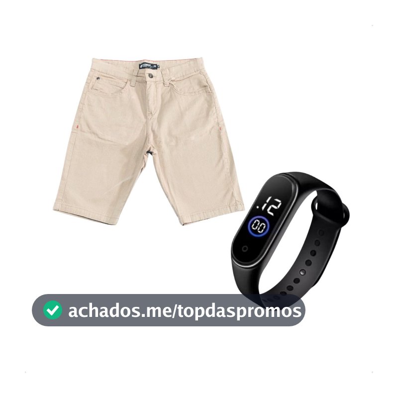 Kit 1 Bermuda Masculina Sarja Mais Relogio SmartWatch Digital De Alta Qualidade Linha Premium Envio Imediato