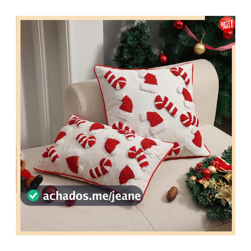 Capa de Almofada de Natal com Chapéu e Guarda-chuva Decoração de Festa Capa Protetora de Inverno