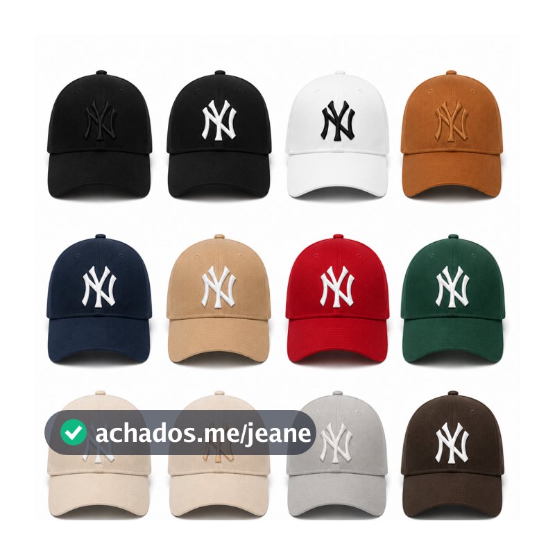 Boné New York NY Bordado, Aba Curva, Unissex, Regulagem Ajustável, Premium, Treino, Blogueira, Beisebol - ENVIO IMEDIATO