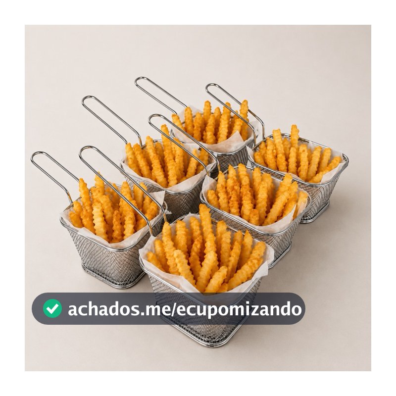 Kit 6 Mini Cesto Servir Fritura Decorativo Mesa Posta 8,5x10,5x6cm
