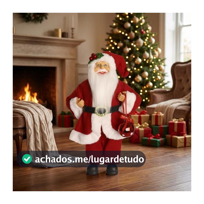 Papai Noel 30 cm Em Pé Enfeite Natalino Decoração Presente Festas Natal Boneco Decorativo