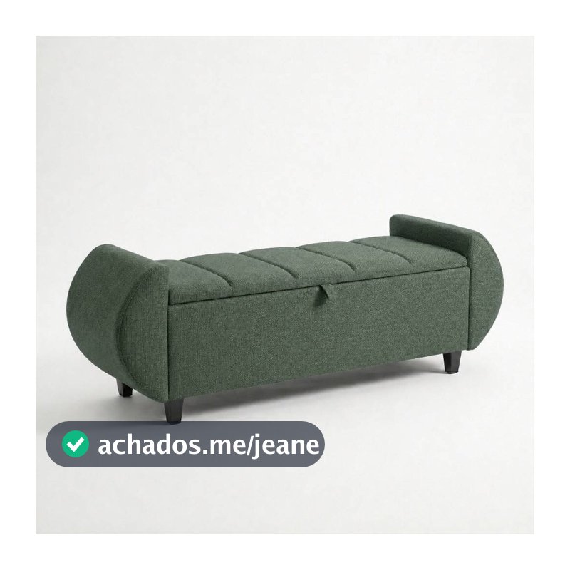 Baú Pufe Recamier Divã Tóquio 130/150 cm Linho Premium Organizador Pé Reforçado Ideal Cama Casal Queen Quarto Closet -AV