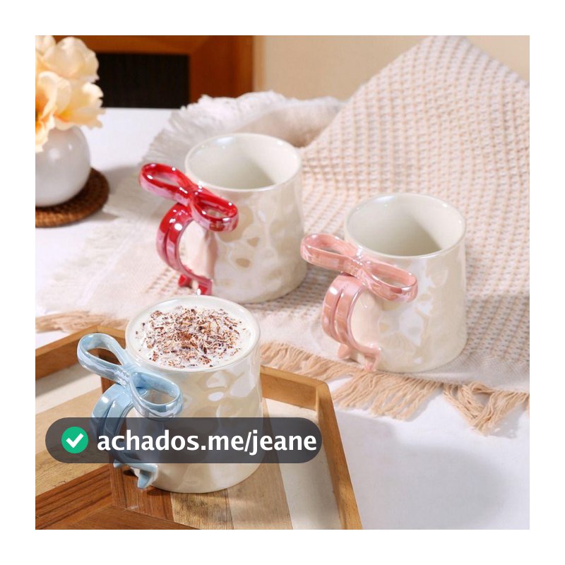 Caneca De Cerâmica Com Laço  , Copo De Água Perolado Requintado Fundo Antiderrapante Café Da Manhã Simples
