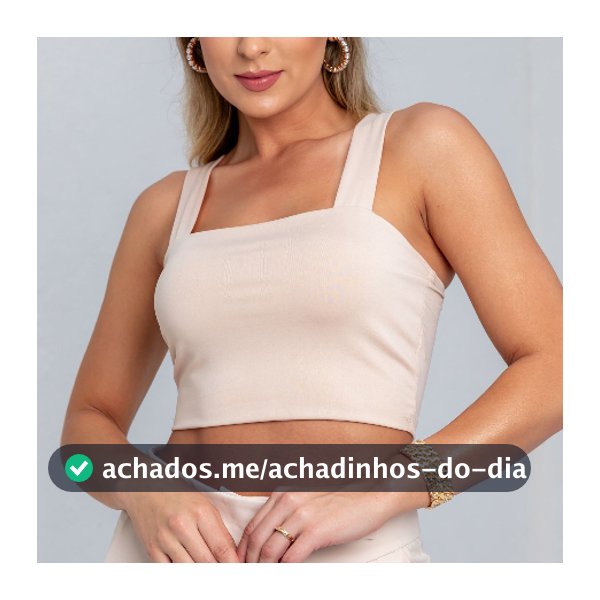Cropped Nude Bege Alça Grossa Suplex