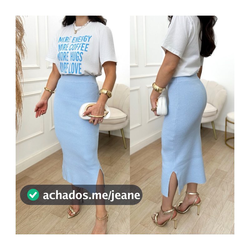Saia Longa Tricot Modal Canelada Fenda Lateral Moda Evangélica Elegante Confortável Justa Inverno