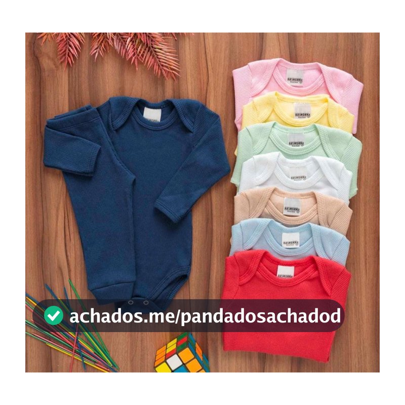 Kit 6 Peças Bebê Pagão Canelado Longo 100% Algodão 3 Body 3 Calças