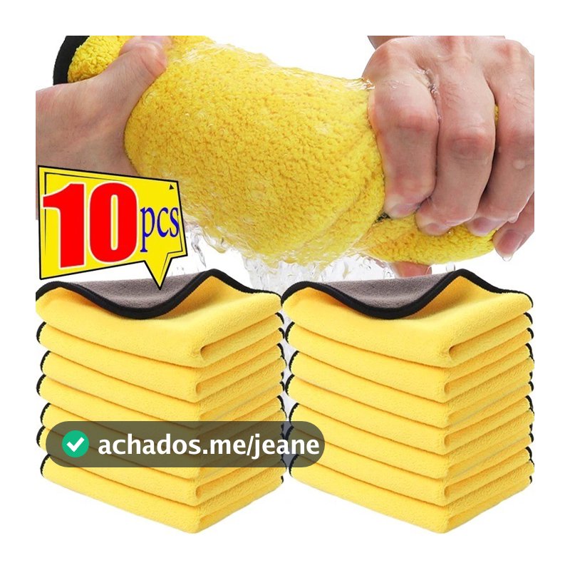 Toalhas Extras De Microfibra Macia Para Lavagem De Carros Com 10 Unidades Limpeza , Secagem E Detalhamento-Sem Arranhões