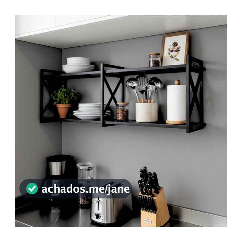 Prateleira Decorativa Estilo Industrial Tripla Suporte X 110x20cm para Quarto, Sala, Cozinha