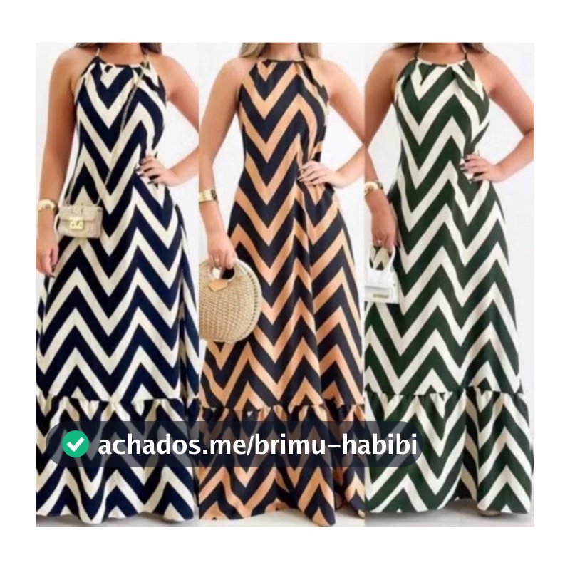Vestido Feminino Longo Costa Nua Com Bojo Tecido Duna Estapada Zig Zag Elegante Tendência Promoção