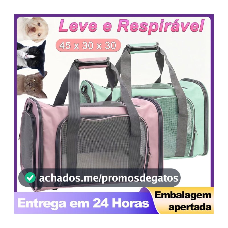 Bolsa de Transporte para Gatos e Cães Pequenos até 9 kg com Tela Respirável para Passeios e Viagens