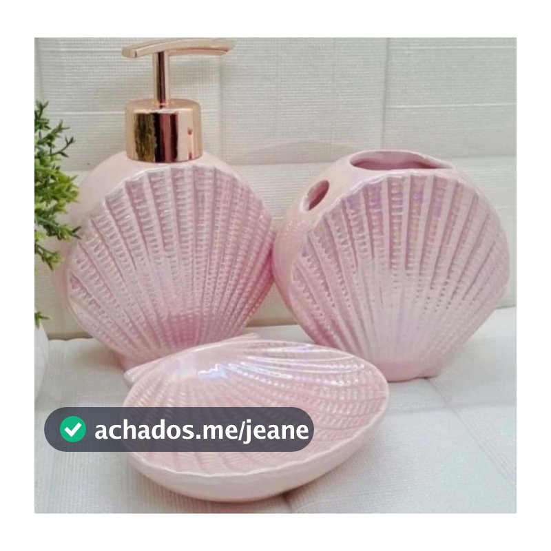Kit Jogo de Banheiro Lavabo Cerâmica Porta Escova porta Sabonete Liquido Saboneteira 3 Peças