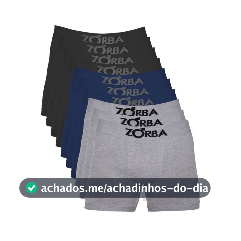 Kit com 10 Cuecas Zorba Boxer Algodão Sem Costura 781