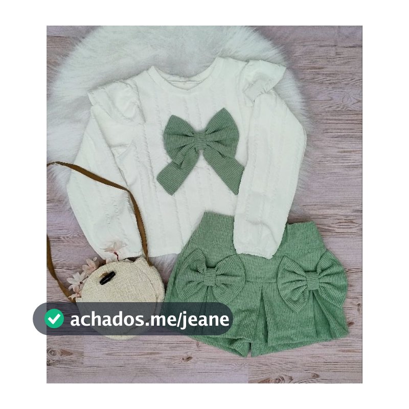 conjunto infantil menina laço luxo , short saia veludo, outono inverno blogueirinha
