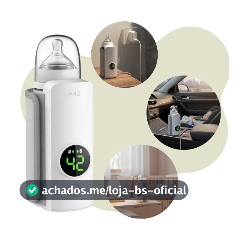 Aquecedor De Mamadeira Portátil Usb Sem Fio Recarregável Display Digital