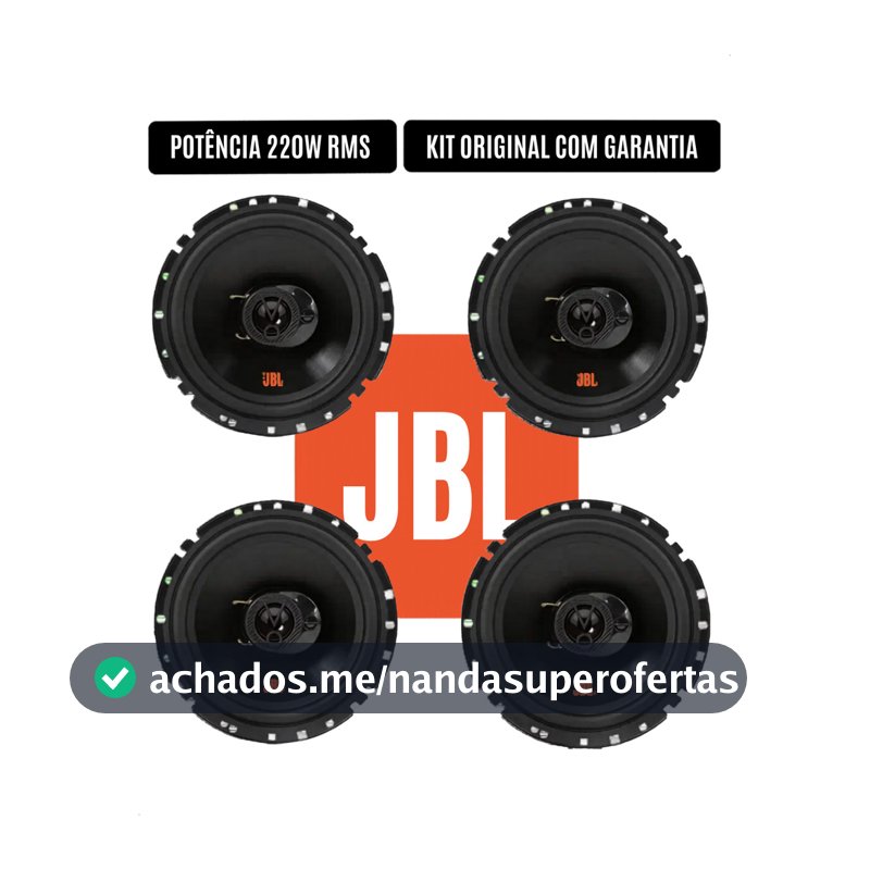 JBL Kit 4 Alto Falantes Triaxial 6 Polegadas 220W RMS Fácil Flex 6TRFX55 Original Som Automotivo