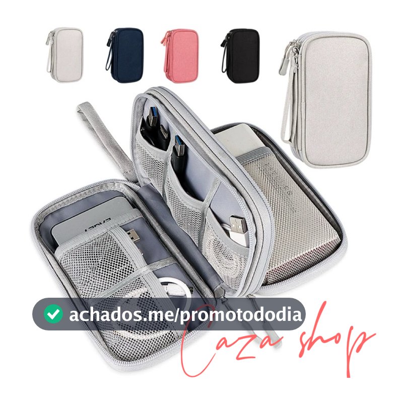 Necessaire organizadora bolsa portatil celular cabos fios  armanazamento