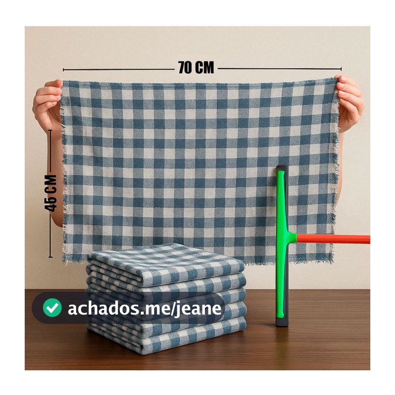 10 Pano de chão xadrez  Extra Grande  pano de limpeza 70x45