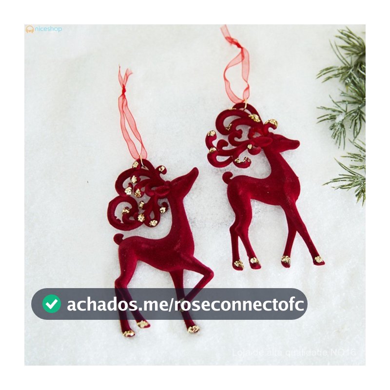 Enfeites de árvore de Natal vermelhos com efeito aveludado, decorações macias para pendurar em casa e em festas de fim d