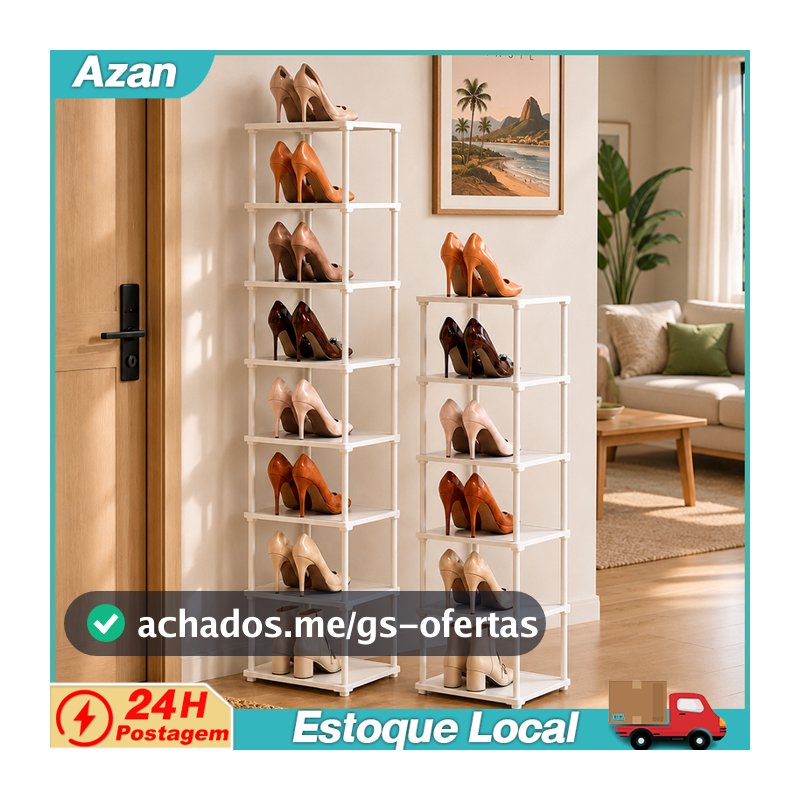 Prateleira Sapateira Branco 6 ou 9 Níveis Multiuso Desmontável para Organizar Sapatos Tênis e Chinelos