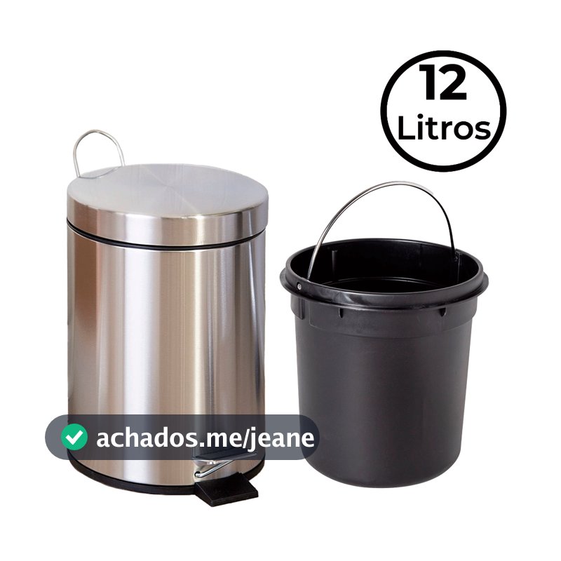Vittak Lixeira Inox 3L 5L ou 12 Litros Cesto de Lixo Removível Balde Pedal Aço Inoxidável Redonda Multiuso