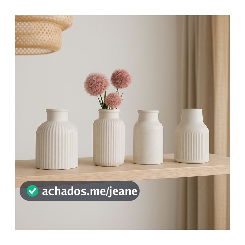 Kit 4 Vasos Decorativos de Gesso Cachepô para Decoração Moderna Sala Mesa Escritório