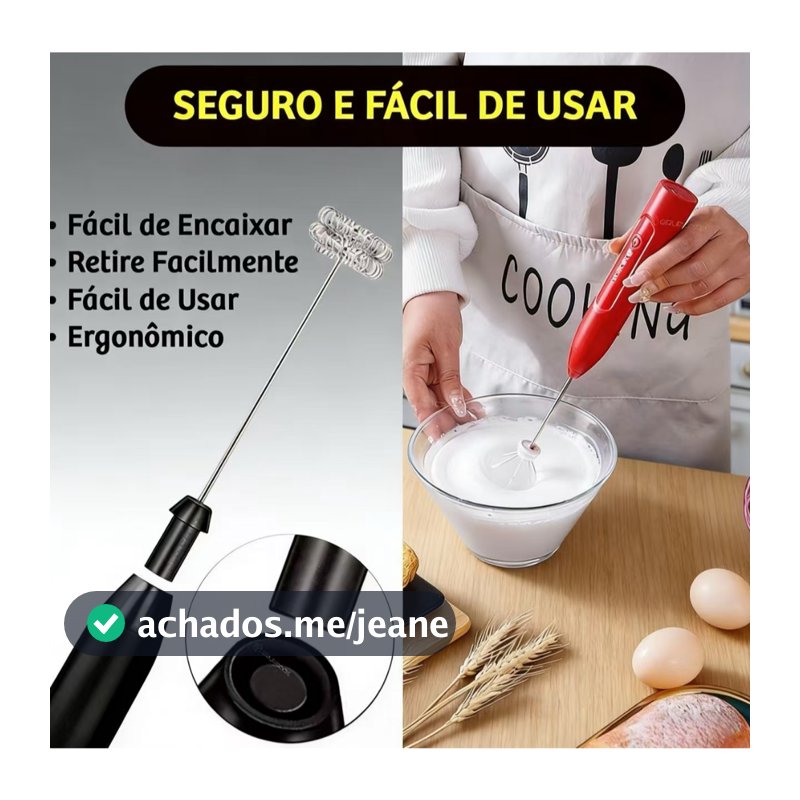 Mini Mixer Elétrico Portátil para Bebidas e Ovos – Recarregável USB