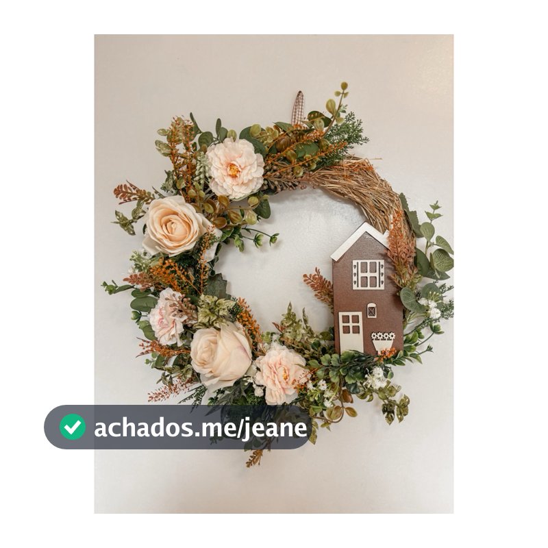 Guirlanda Farmhouse Flores Brancas 38cm
