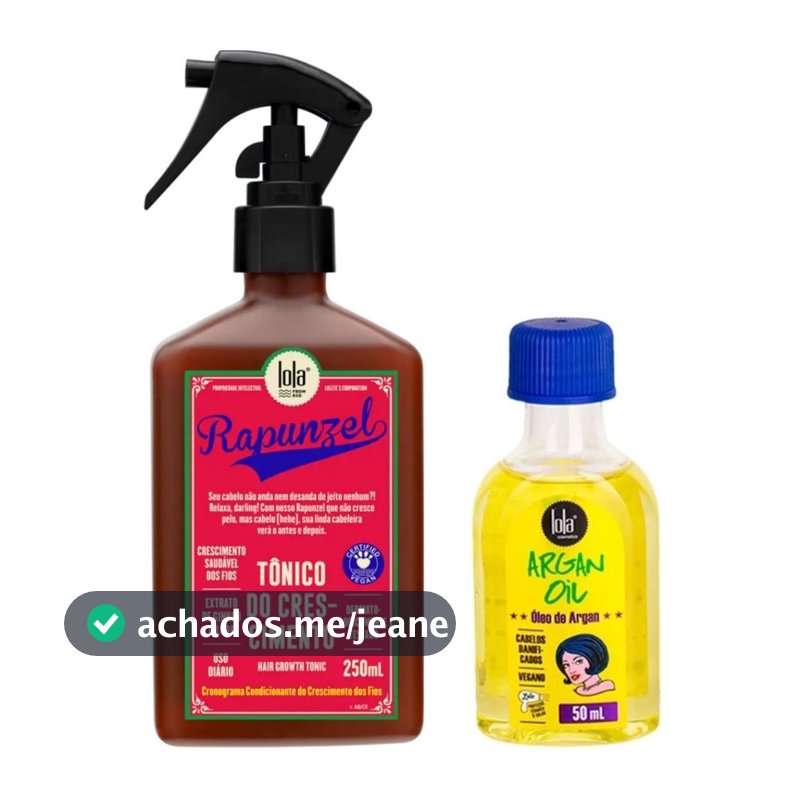 Kit Crescimento e Brilho – Tônico Rapunzel 250ml + Óleo de Argan Oil 50ml Lola Cosmetics