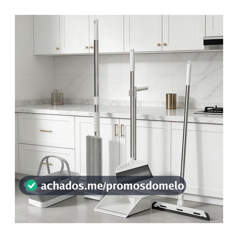 Kit Completo de 5 Peças para Limpeza Vassoura + Rodo + Pá  +balde e Rodo Conjunto de esfregão -S7