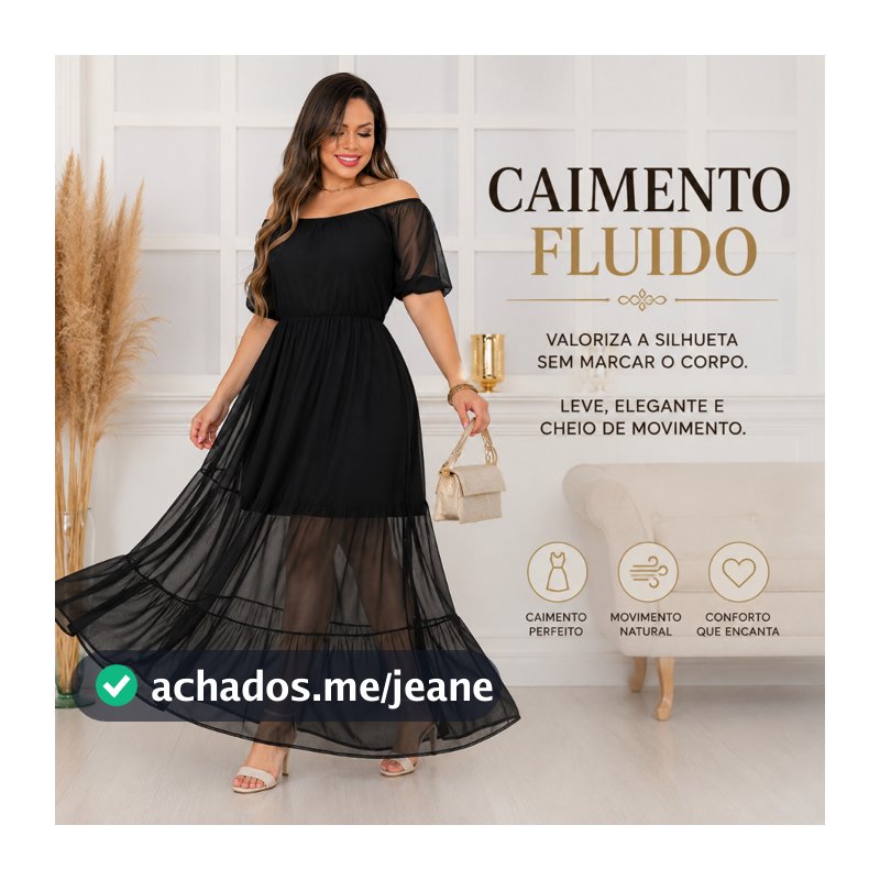 Vestido Longo Tule Preto Ombro a Ombro Feminino Evangélico Três Marias Festa Formatura