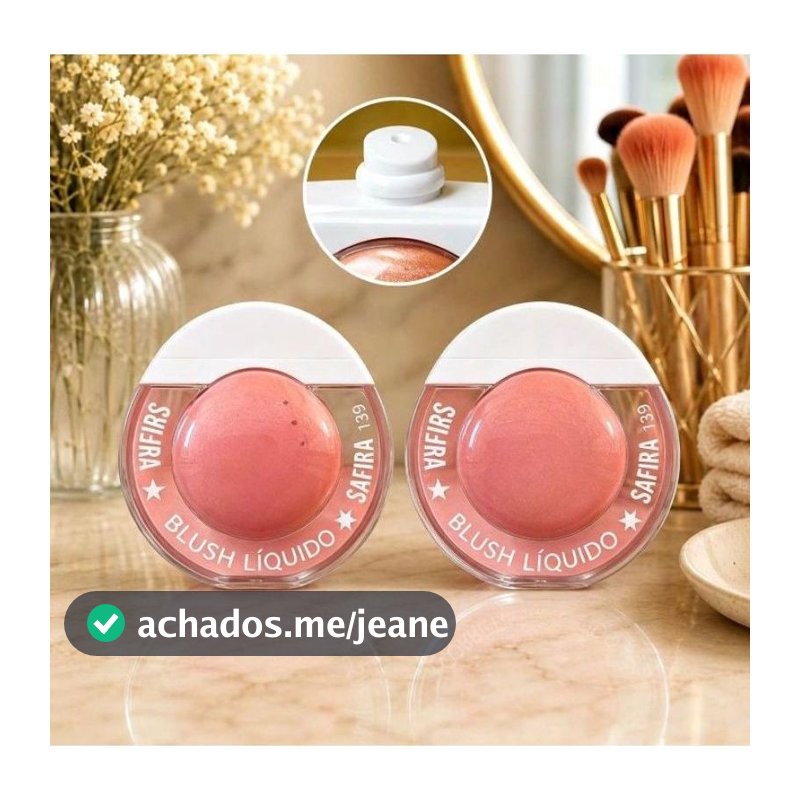Blush Líquido Maquiagem Safira Longa Duração | Efeito Viçoso, Natural | Textura Leve 13g