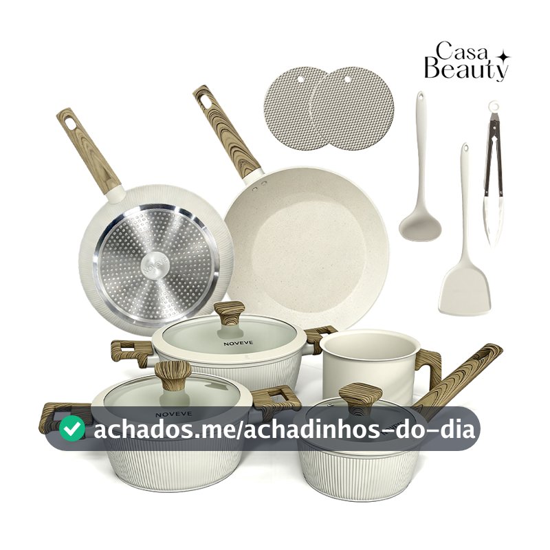 Kit Panelas Antiaderentes 13 Peças Cor Branco – Cozinha Elegante com Alta Qualidade-CASA BEAUTY