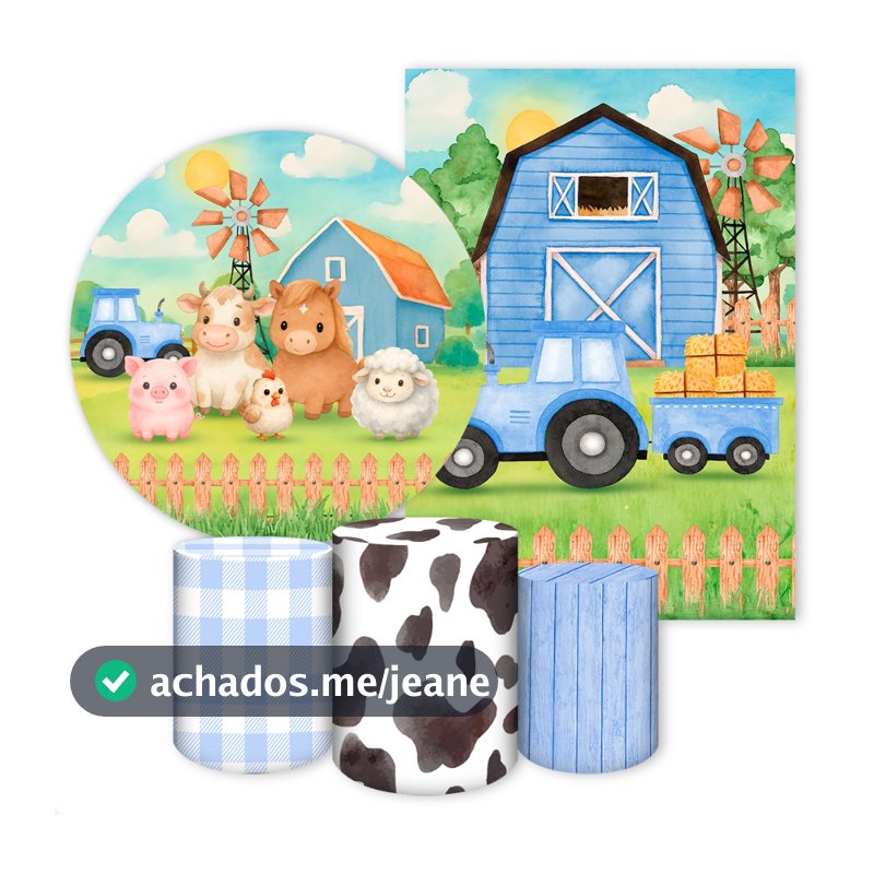 Capas p/ Festa Infantil Pegue e Monte Tema Fazendinha Azul e Rosa