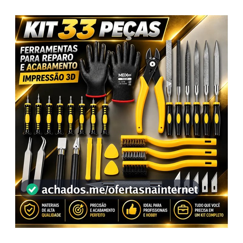 Kit 33 Peças Ferramentas Para Reparo Acabamento Impressão 3d