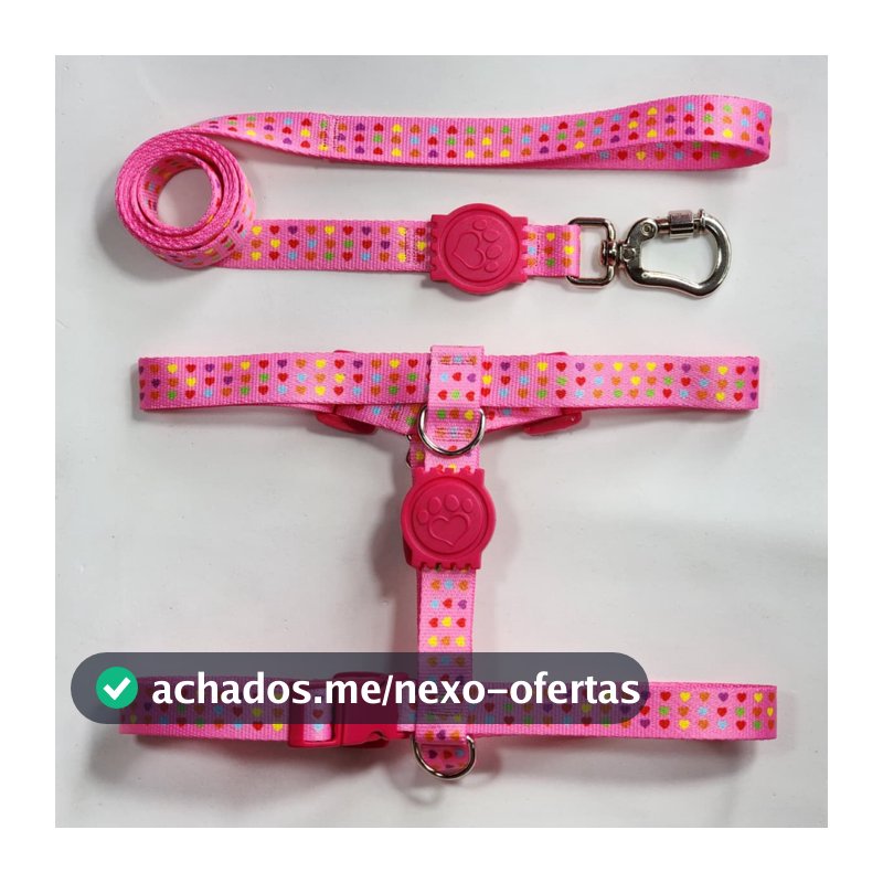 Peitoral H Anti-puxão rosa de corações