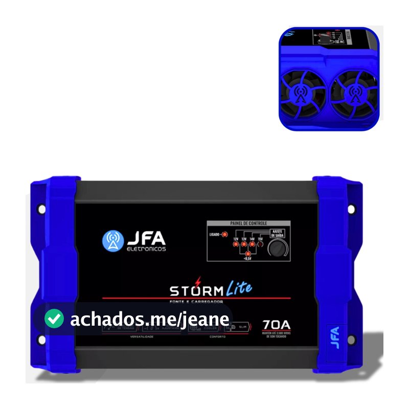 Fonte Carregador De Bateria Jfa 70A Lite Storm Slim Bivolt