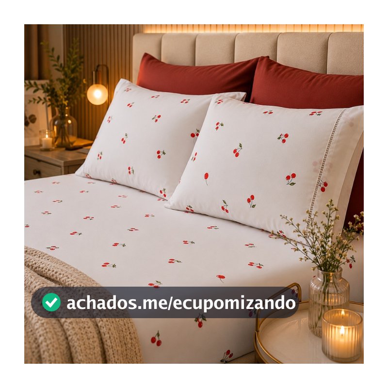 Jogo de Lençol Casal Queen King Solteiro 200 Fios Algodão Estampado Macio