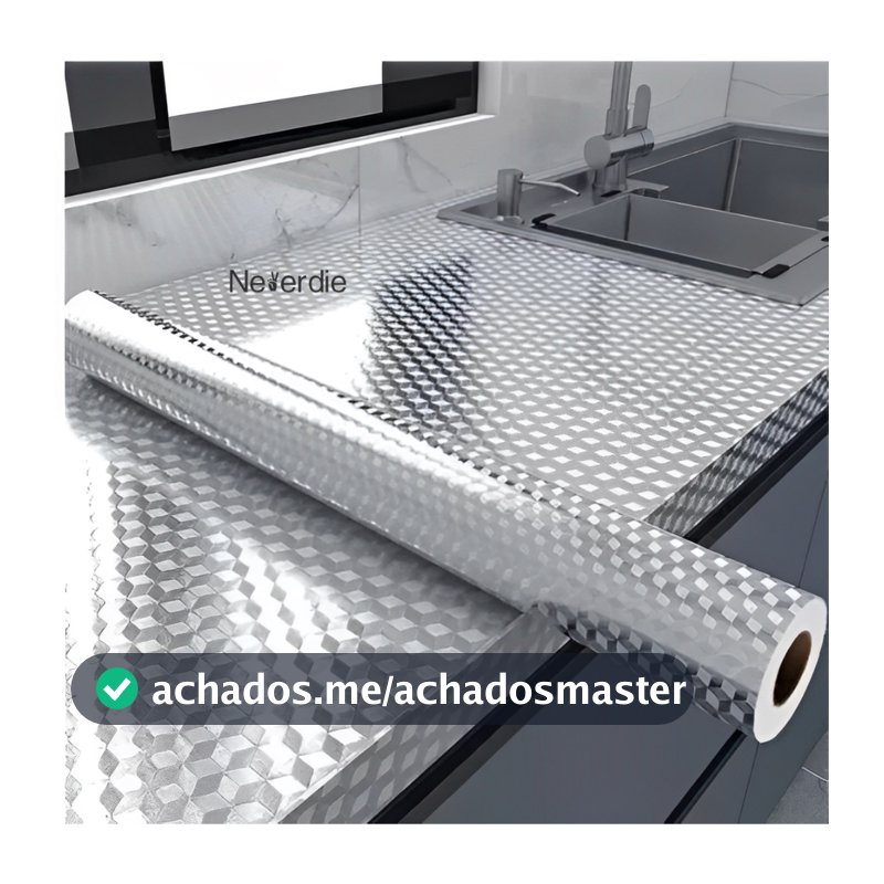 Papel de parede 3D alumínio adesivo impermeável anti óleo para armário Cozinha e protetor de fogão Brilhante