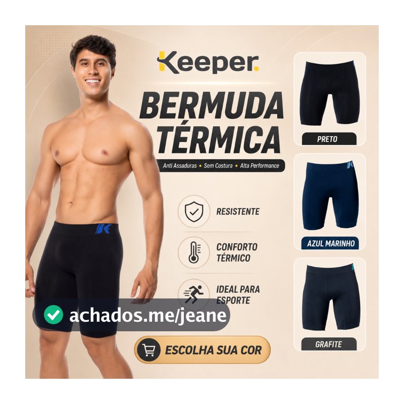 Bermuda Térmica Keeper Anti Assaduras Resistente sem Costura Masculina Sport Alta Performance Lisa