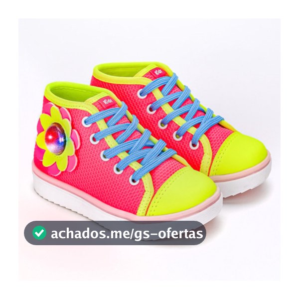 Tênis Infantil Menina Kidy Flor de LED Brilhante Confortável Diversão Conforto