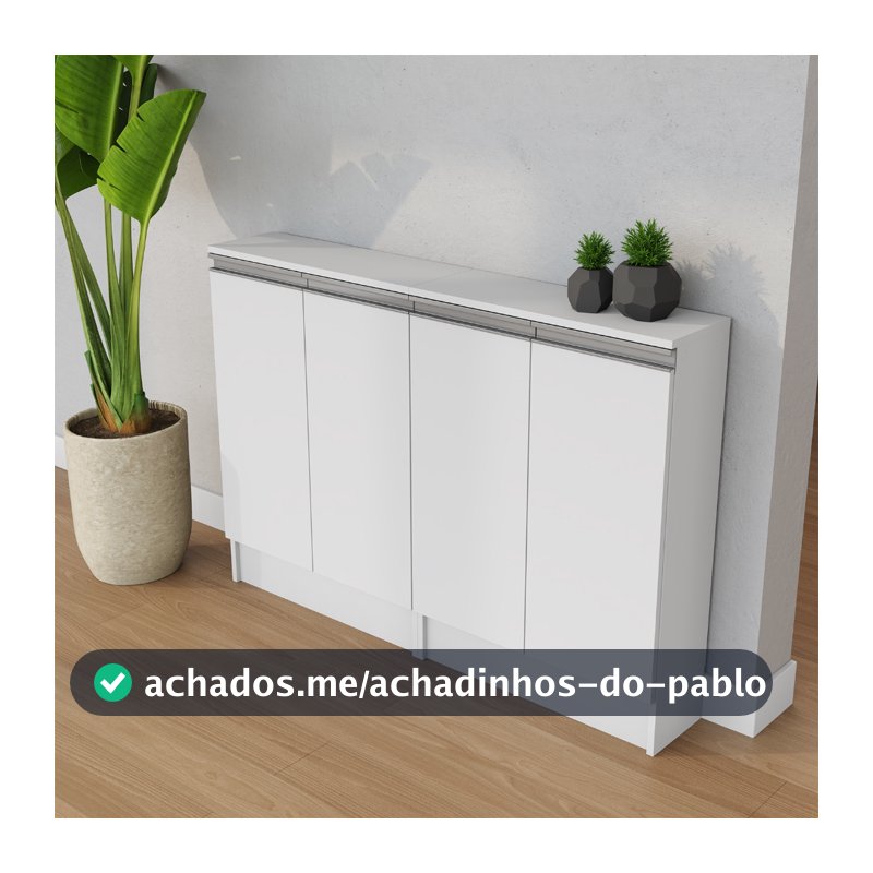 Despensa Balcão Estreito Compacto Multiuso MDF Nicho Aparador Mini Dispensa Entregue Montado Branco