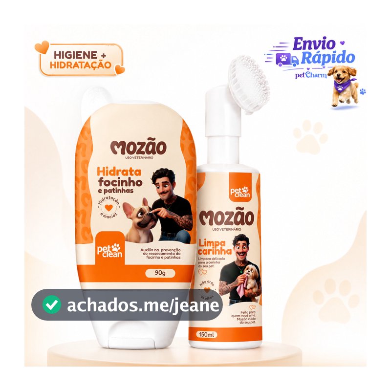 Kit Higiênico Hidrata Focinho e Patinhas + Limpa Carinha Mozão Pet Clean