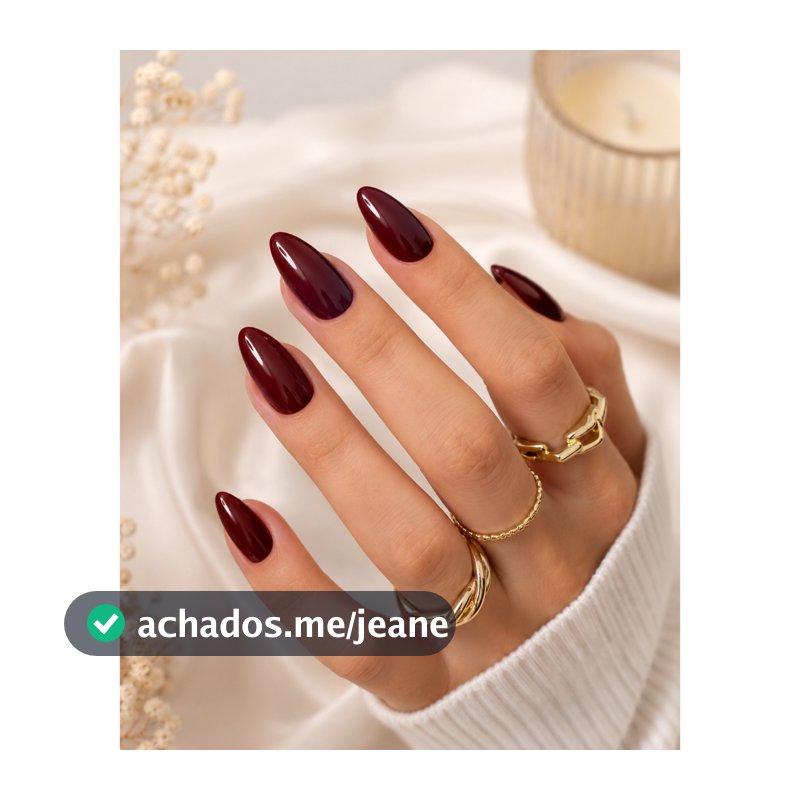 Unha Postiça Realista Vermelho Cherry 24 Unidades