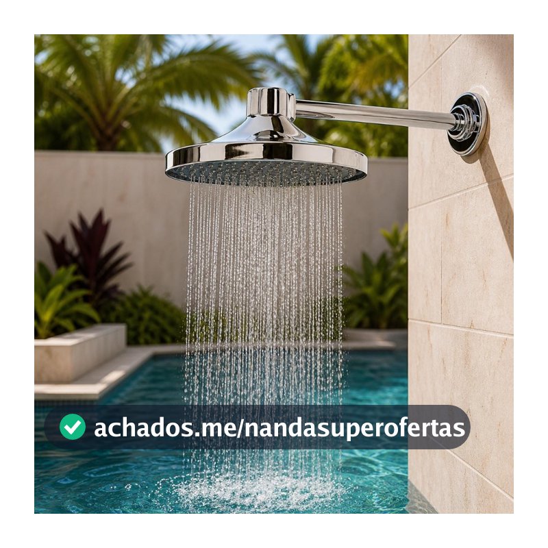 Chuveiro Fria Para Piscina Jardim Quintal Com Ducha Cromada