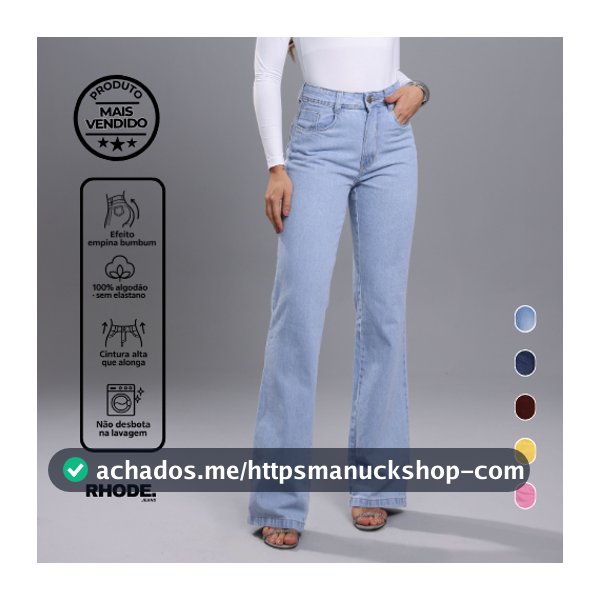 Calça Jeans Feminina Wide Leg Jeans Feminina Cintura Alta